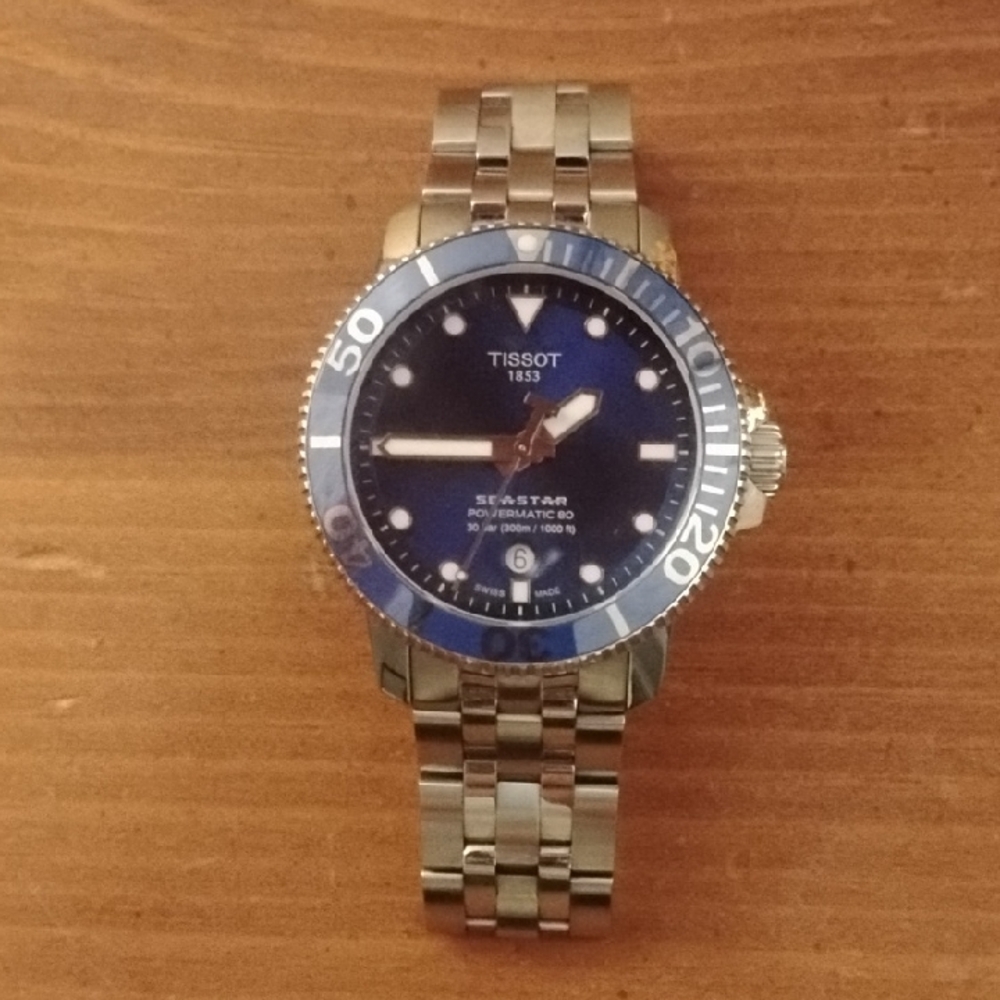 Tissot Seastar Blue and Silver Watch